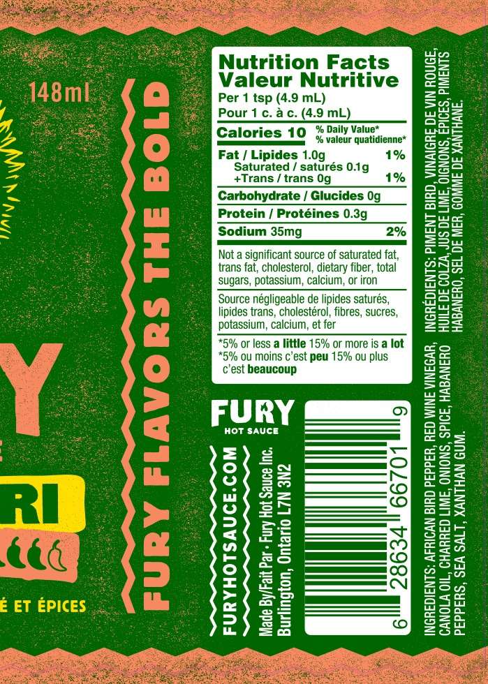 Fury | Peri-Peri Hot Sauce - African Style with Bird Peppers - Mazdak Leisure