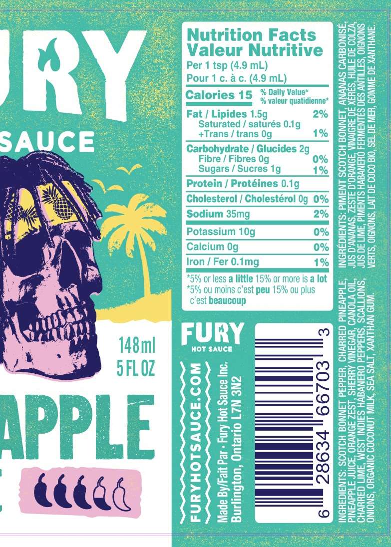 Fury | Pineapple Yardie - Jamaican Scotch Bonnet Hot Sauce - Mazdak Leisure