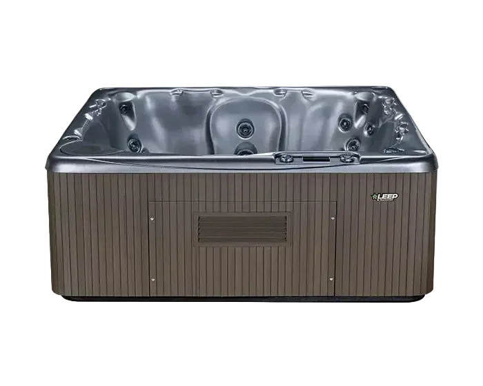 Hot tub with a brand logo