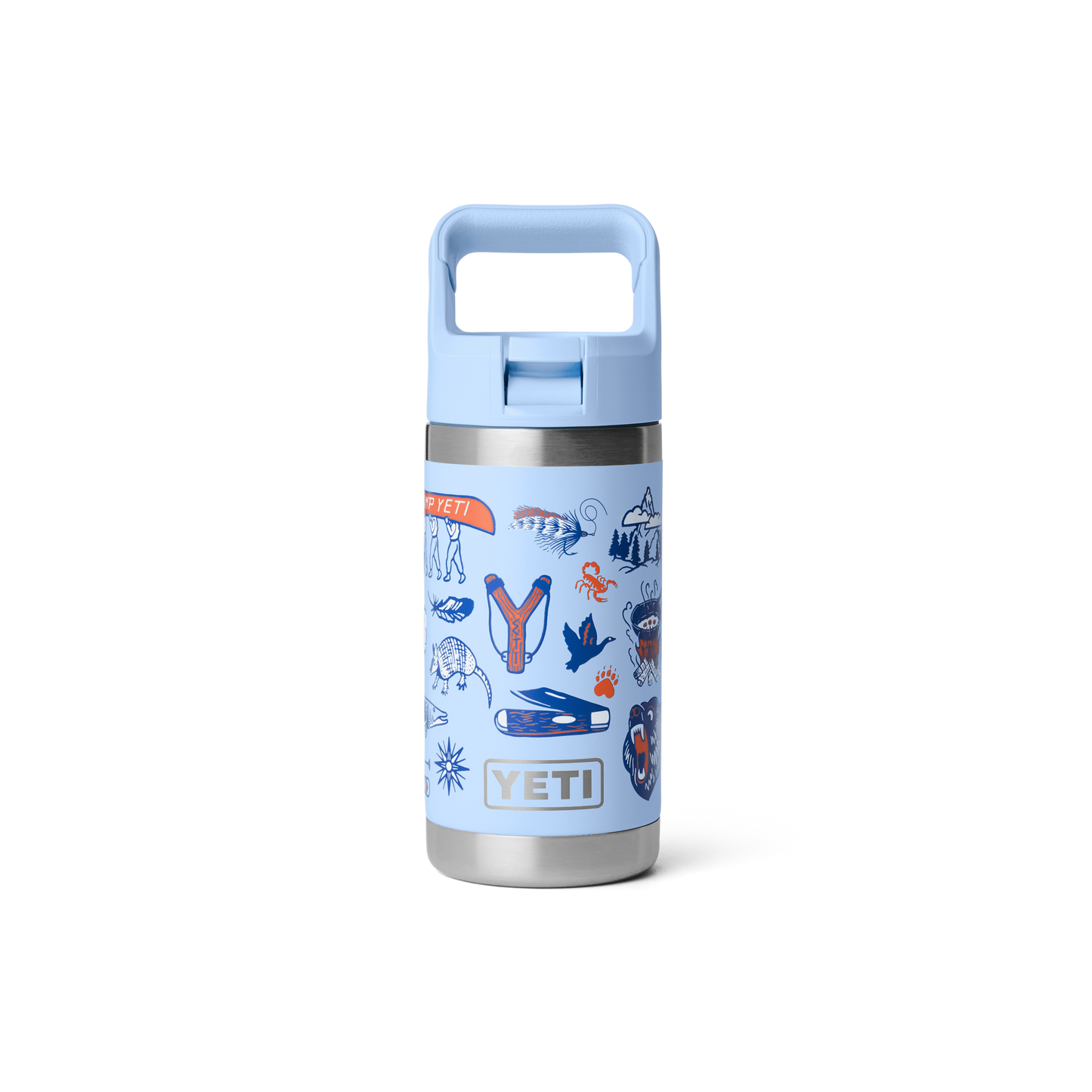 YETI children's water bottle with animal illustrations on a white background