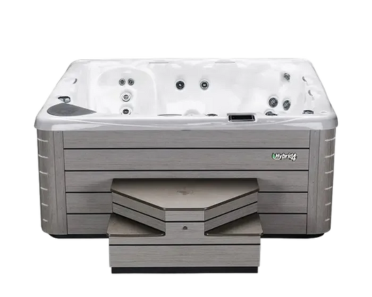 Hot tub with 'Hydro' branding