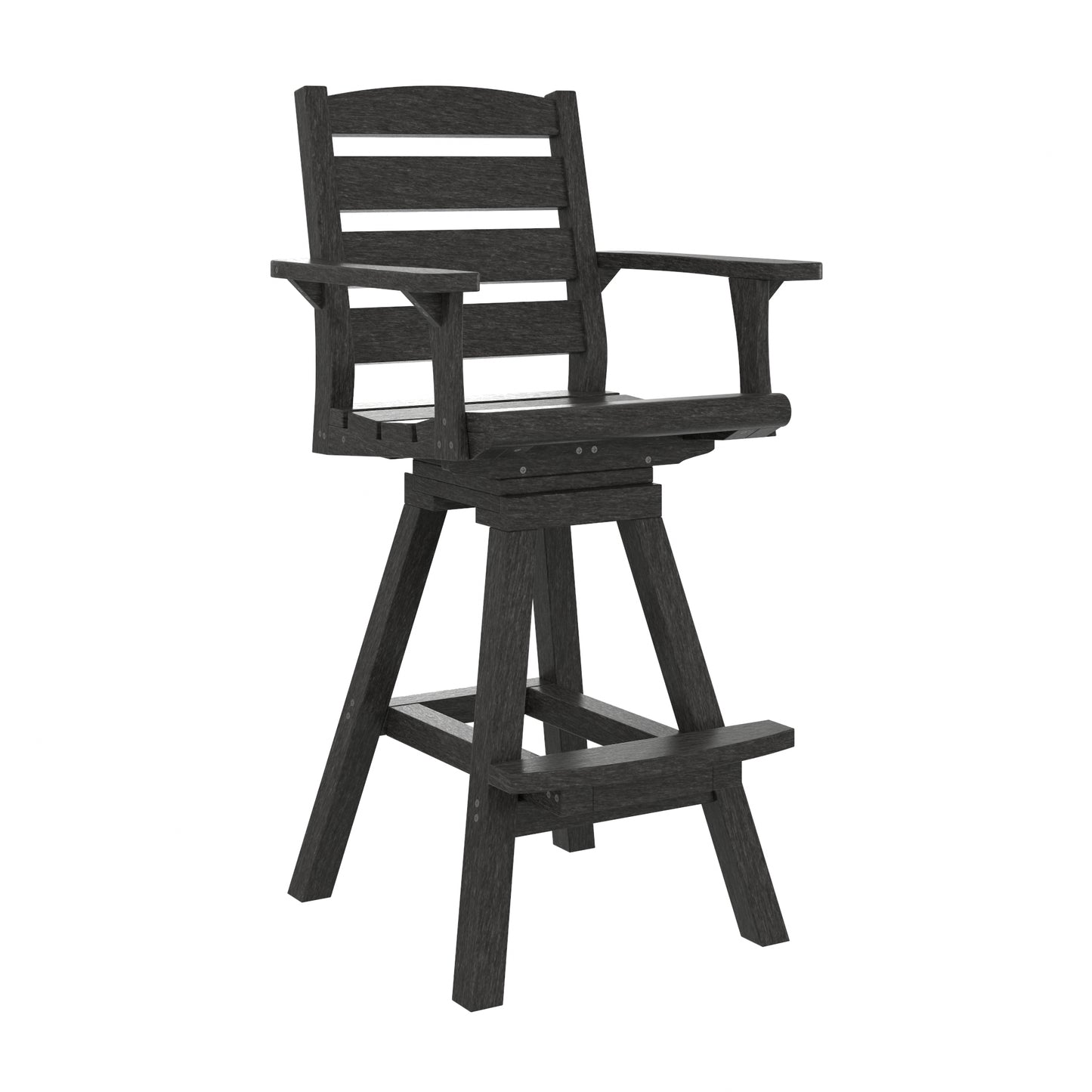 recycled plastic Swivel barstool with arm reset and foot rest