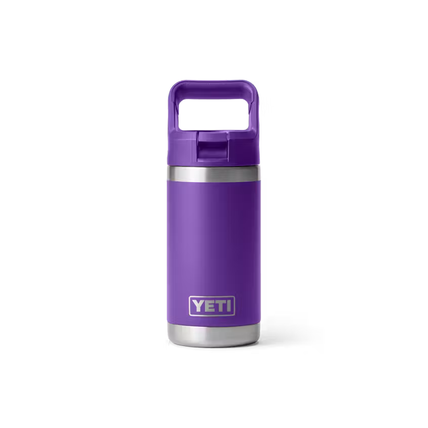 Purple YETI children's water bottle on a white background